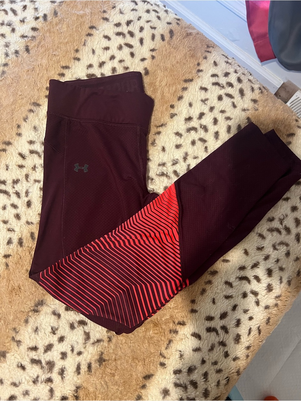 Under Armour Maroon Leggings with Red Chevron Panel